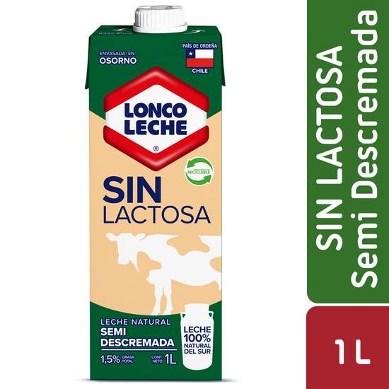 Loncoleche leche semidescremada sin lactosa (1 l)