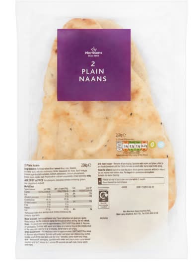 Morrisons Plain Naans (260g)