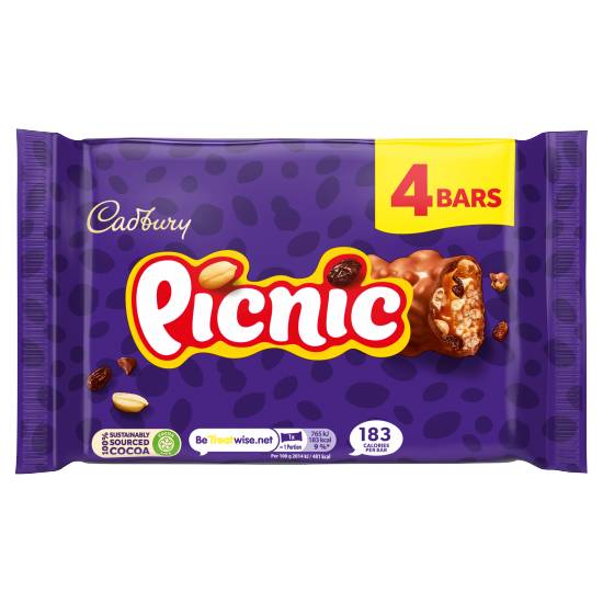 Cadbury Picnic Chocolate Bar 4 pack 152g