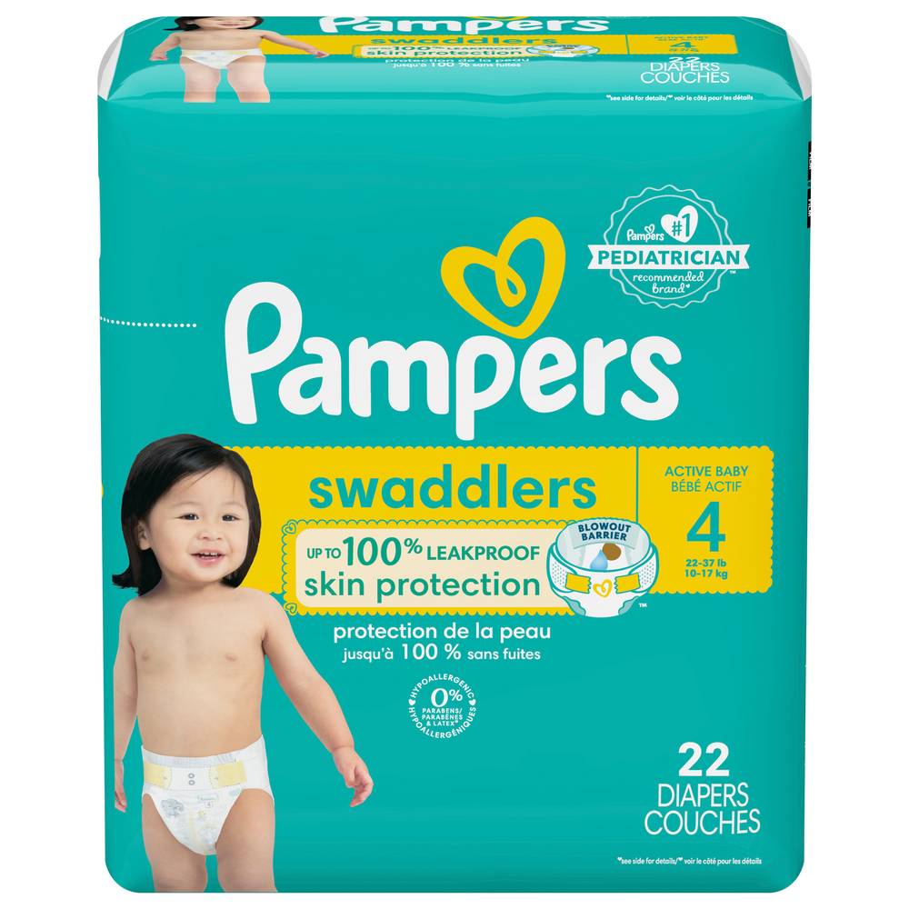 Pampers Swaddlers Active Baby Diapers, Size 4 (22 ct)