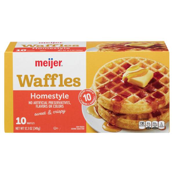 Meijer Homestyle Frozen Waffles, 10 Count (12.3 oz)