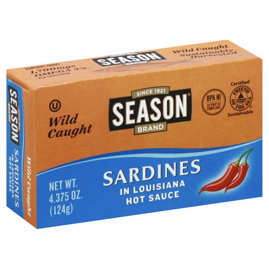 Season Wild Caught Sardines in Louisiana Hot Sauce (4.4 oz)