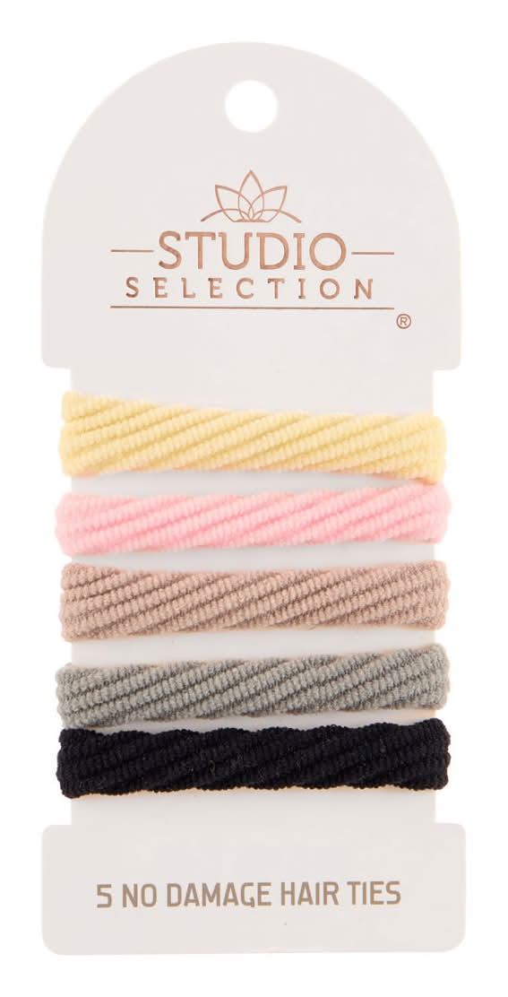 Studio Selection Elastic No Damage Hair Ties, Assorted (5 ct)