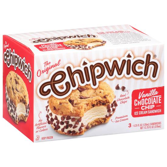 Chipwich vanilla chocolate chip ice cream sandwich