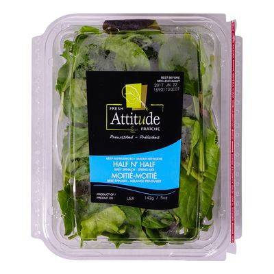 Attitude · Mélange de salade moitiémoitié d'épinards et de mélange printanier (142 g) - Spring mix & spinach half & half salad mix (142 g)