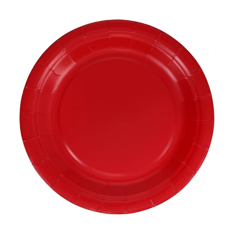Round Paper Dessert Plates, 7 in, Red (30 ct)
