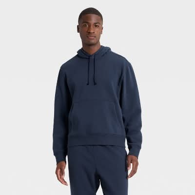 All In Motion Active Comfort Cotton Fleece Hoodie, Men, XL, Blue