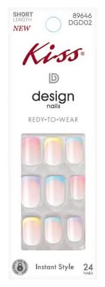 Kiss® Design Nails Short Length 24-Pack Pastel French