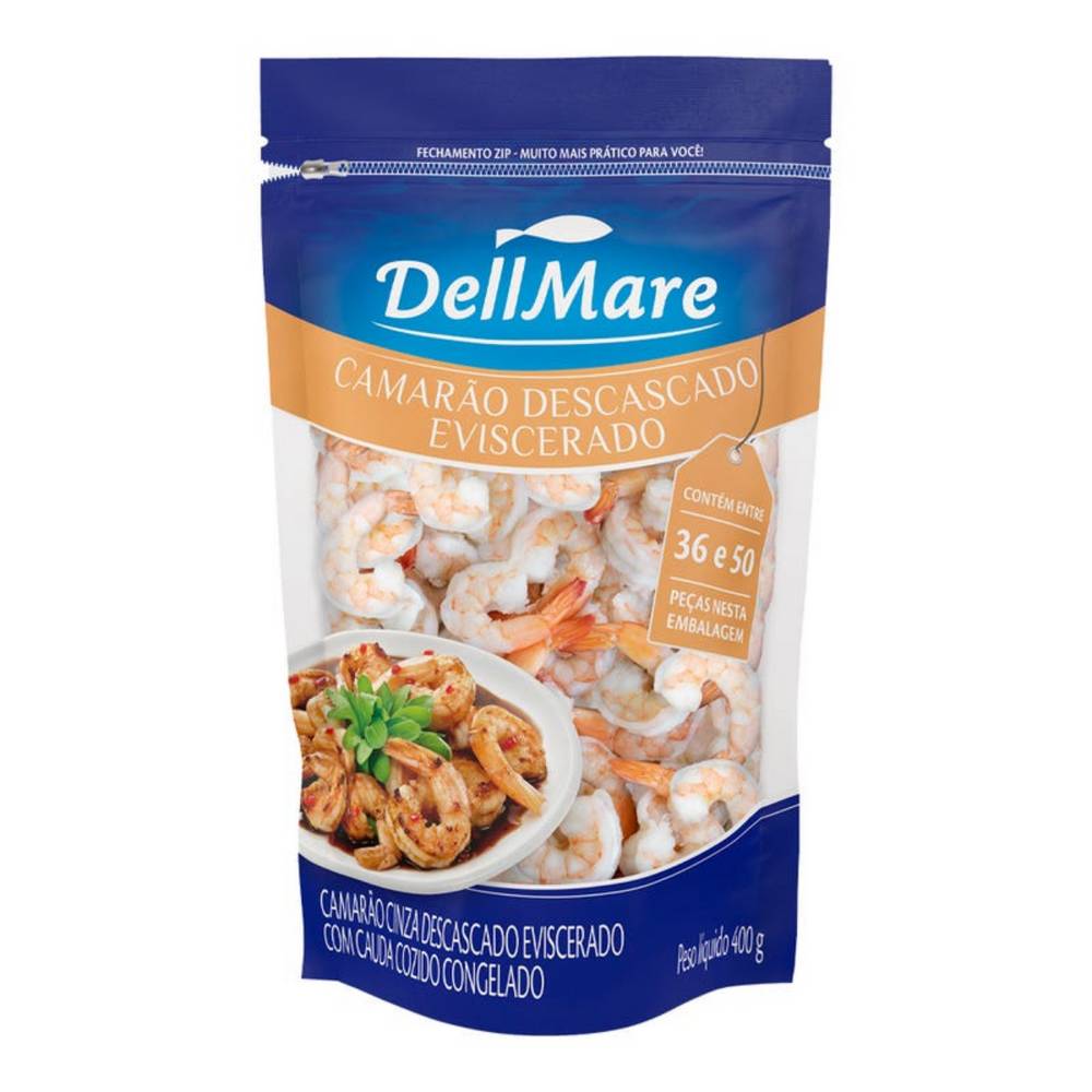 DellMare · Camarão cinza 36/40 cozido sem cabeça congelado (400 g)