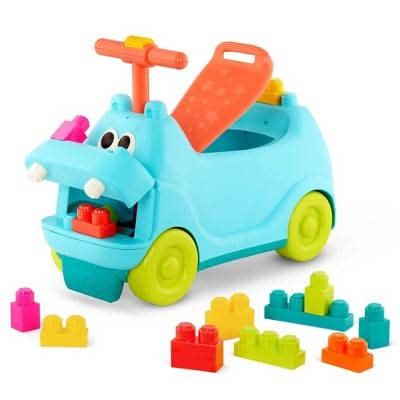 B. toys Locbloc Hippo Ride on With Blocks Toy, Assorted (27 ct)