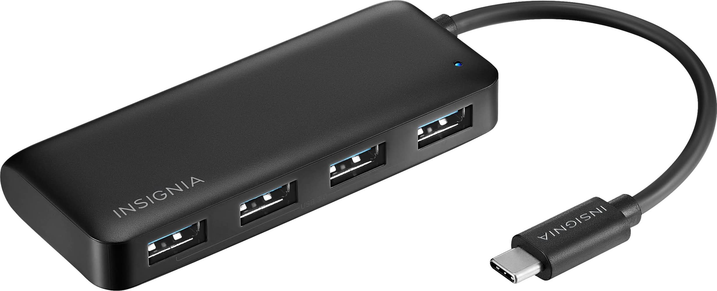 Insignia™ - 4-Port USB Hub with USB-C Connection - Black