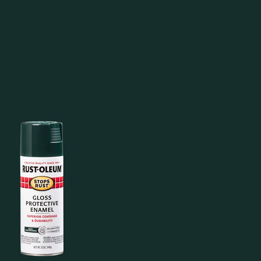 Rust-Oleum Stops Rust Gloss Dark Hunter Green Spray Paint (NET WT. 12-oz) | 7733830