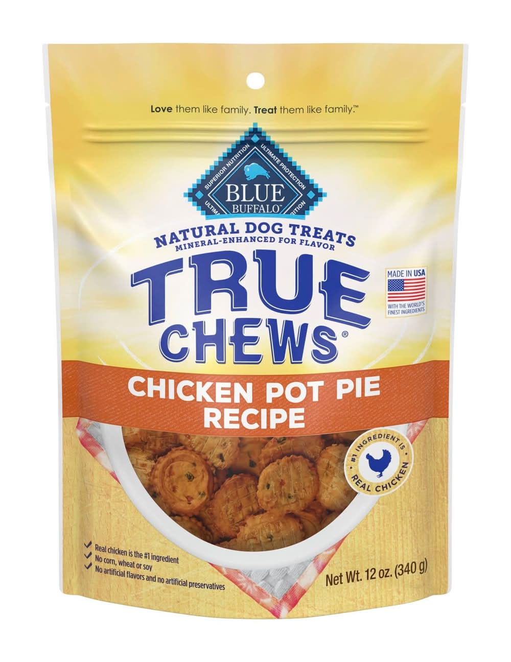 Blue Buffalo True Chews Made in the USA with Natural Ingredients Chicken Pot Pie Dog Treats, 12 oz.