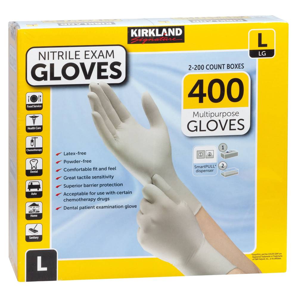 Kirkland Signature Nitrile Exam Gloves, 400-count, Size Large