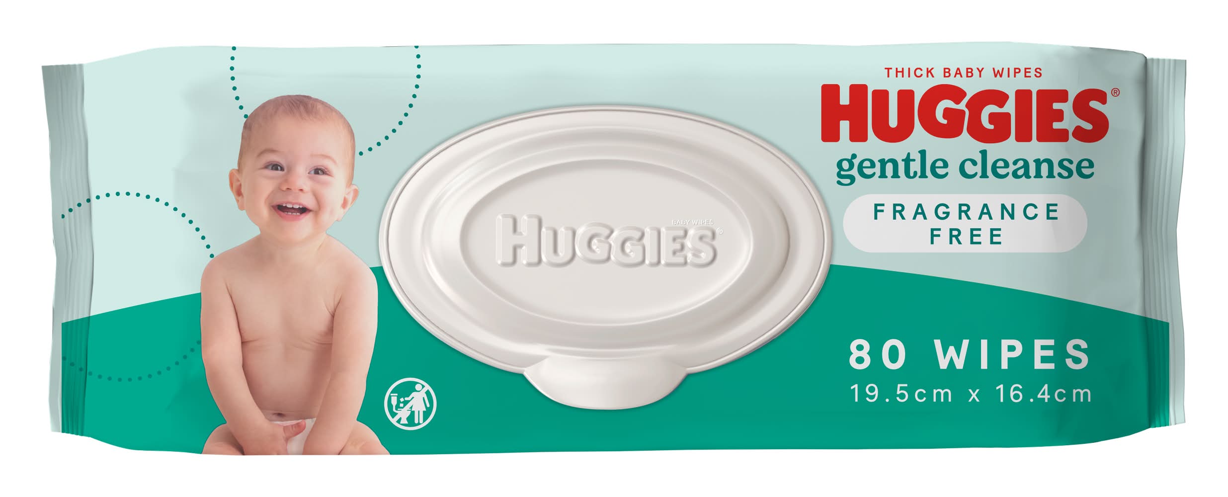 Huggies Gentle Cleanse Fragrance Free Thick Baby Wipes, 19.5x17 cm (80 pack)