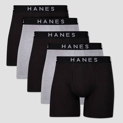 Hanes Premium Boxer Briefs, Men, XL, Black-Gray (5 ct)