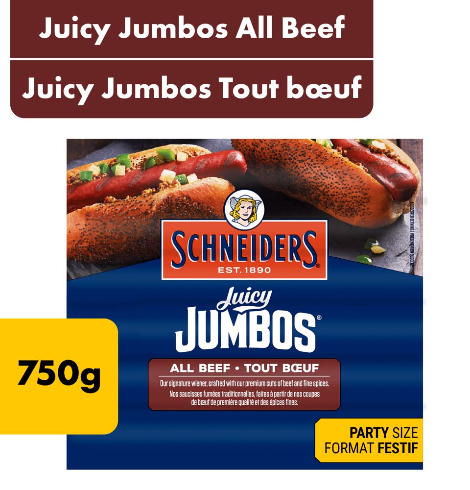 Schneiders Juicy Jumbos All Beef Wieners Party Size (750 g)