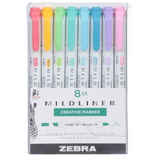 Zebra Mildliner Double Ended Soft Mild Color Creative Marker (8 ct)