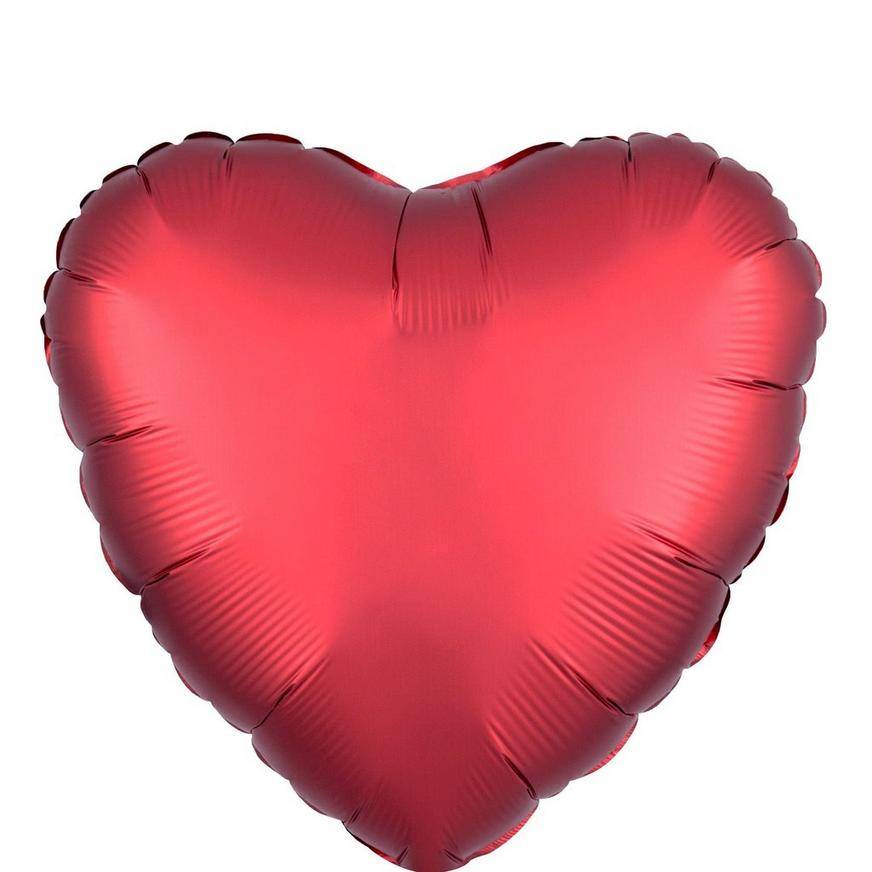 Uninflated 17in Red Satin Heart Balloon