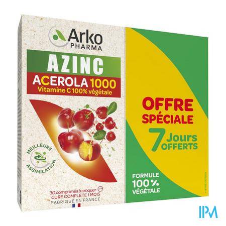 Azinc Vegetal Acerola 1000 Comprime 30 X2 Vitalité - Compléments alimentaires