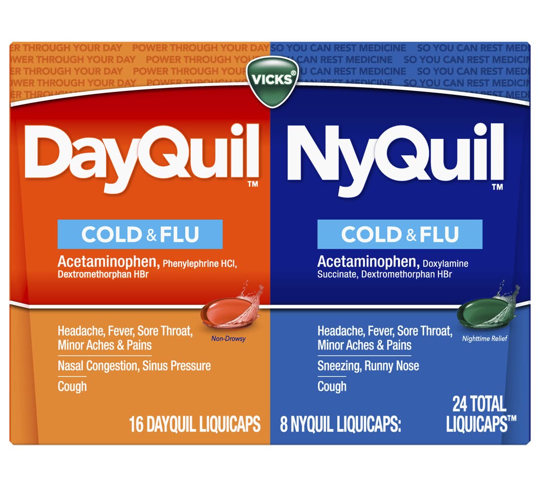 Vicks Dayquil & Nyquil Cough Cold & Flu Relief Liquicaps (24 ct)