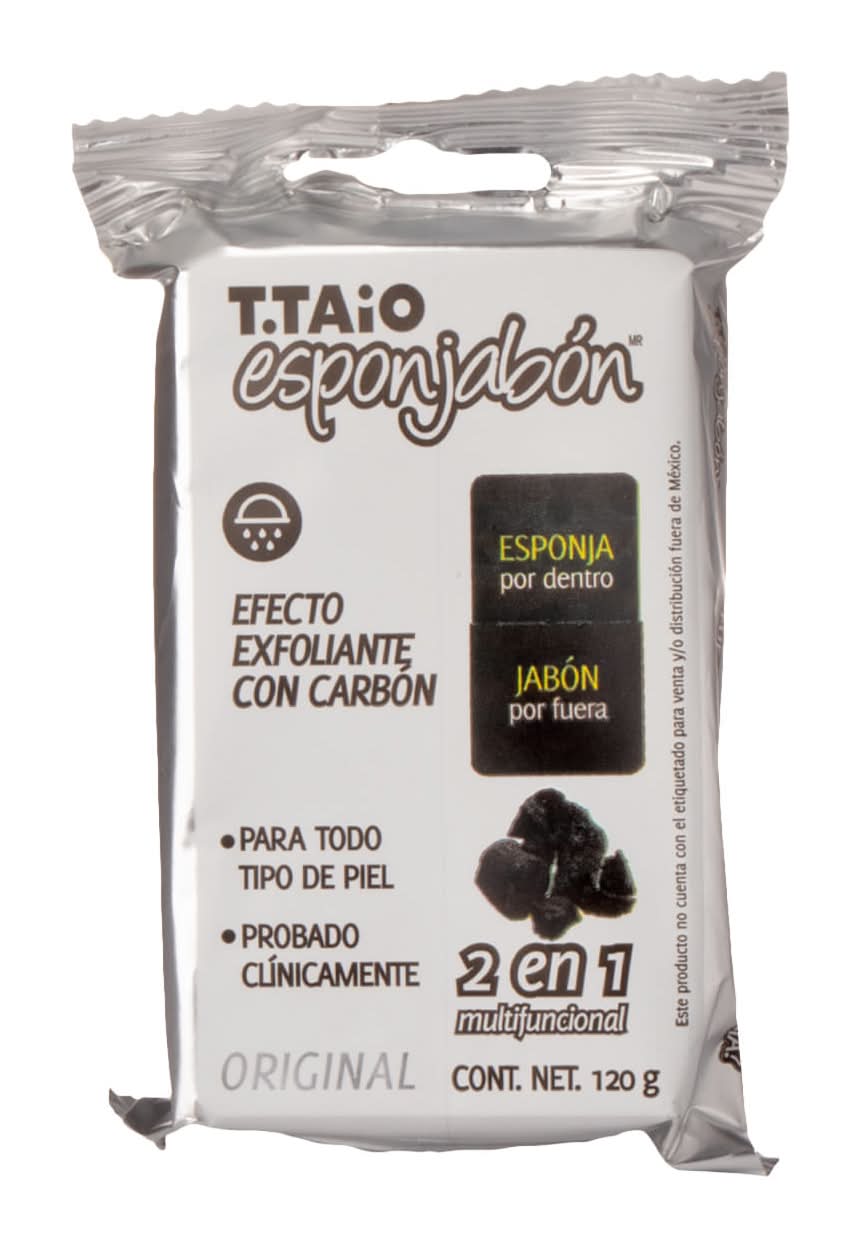 Esponjabón · Jabón 2 en 1 con esponja exfoliante con carbón (120 g)