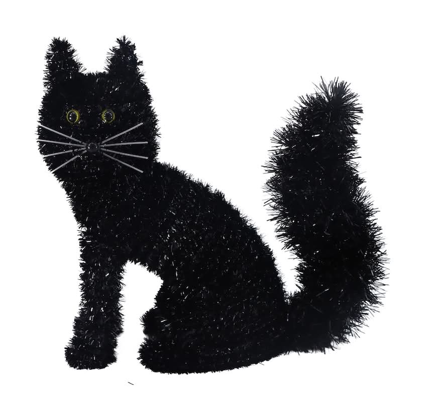 Halloween-themed Tinsel Cat Decor, 1-ct.