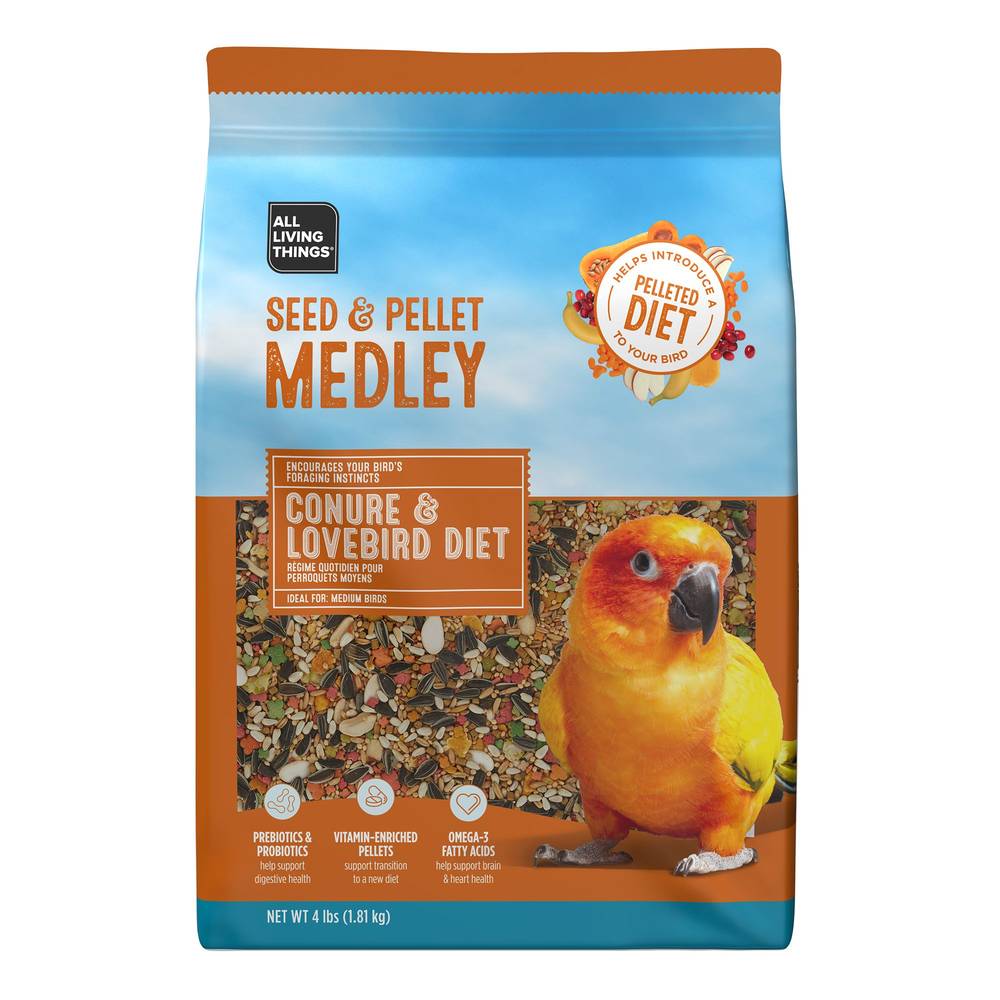All Living Things® Seed & Pellet Medley Conure Diet (Color: Assorted, Size: 4 Lb)