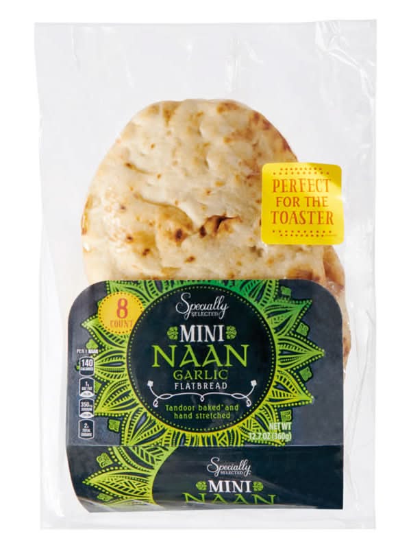 Specially Selected Tandoor Baked & Hand Stretched Mini Naan, Garlic (12.7 oz, 8 ct)