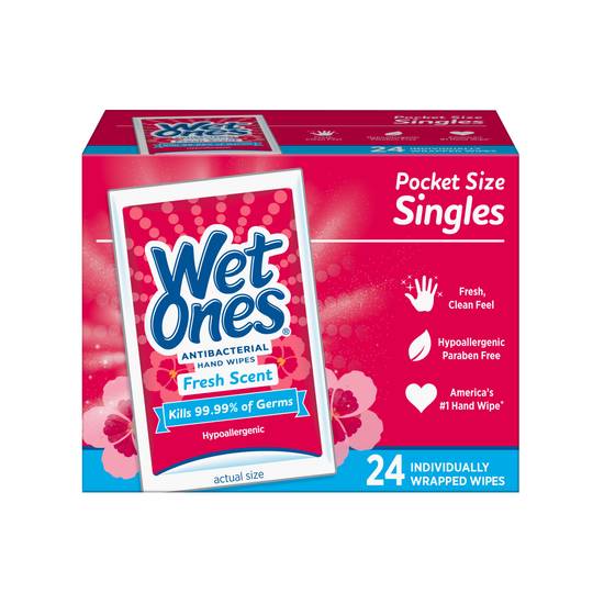 Wet Ones Individually Wrapped Antibacterial Hand Wipes Fresh Scent (24 ct)