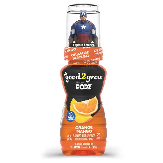Order Good2Grow Orange Mango Flavored Juice Beverage PODZ Assorted Character Tops (10 oz) food online from Rite Aid store, Shawnee on bringmethat.com
