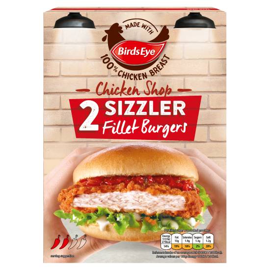 Birds Eye 2 Chicken Shop Sizzler Fillet Burgers 227g