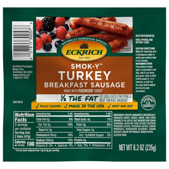 Eckrich Turkey Breakfast Sausage (smoked)