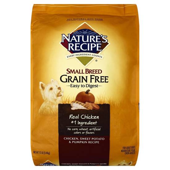 Nature's Recipe Small Breed Grain Free Chicken, Sweet Potato & Pumpkin Recipe (12 lb)