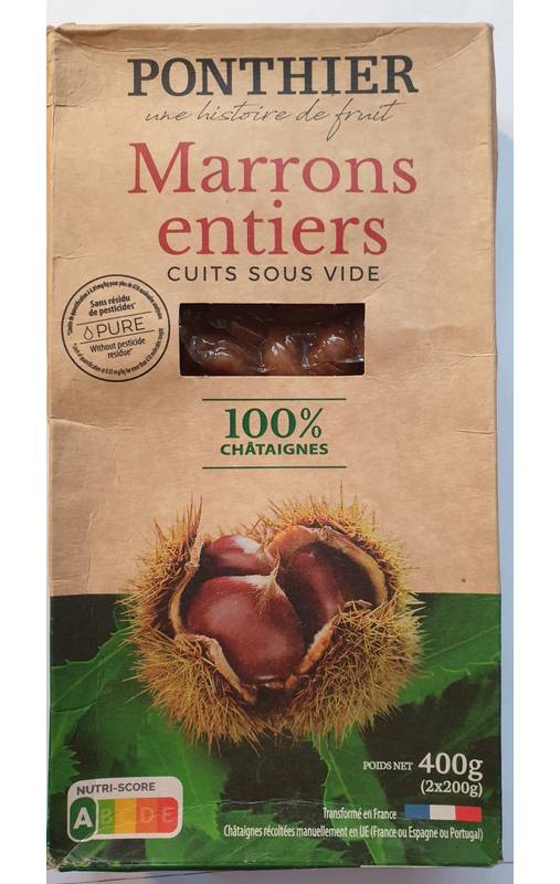 Marrons entiers 100% Châtaignes 400g Ponthier