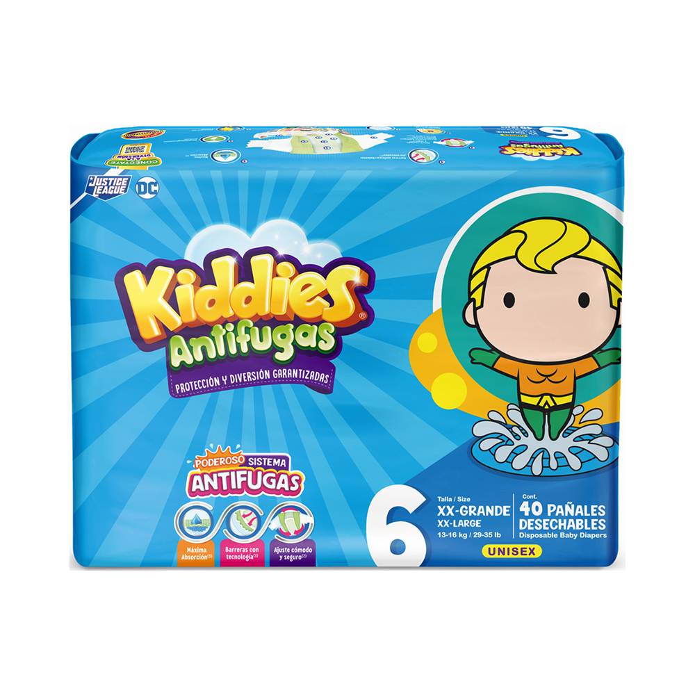 Kiddies · Pañal antifugas, Etapa 6 XL (40 un)