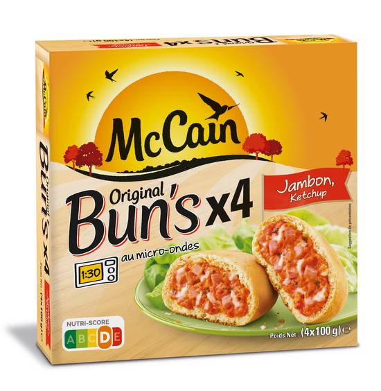Mccain - Bun's original au jambon ketchup surgelé (4 pièces)