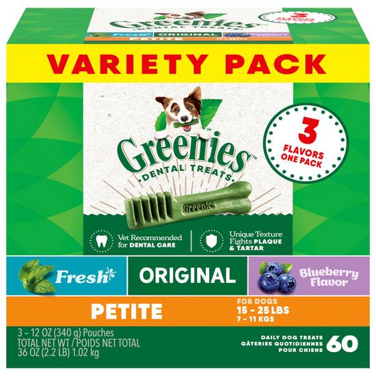 Greenies Petite Dental Daily Dog Treats Variety pack