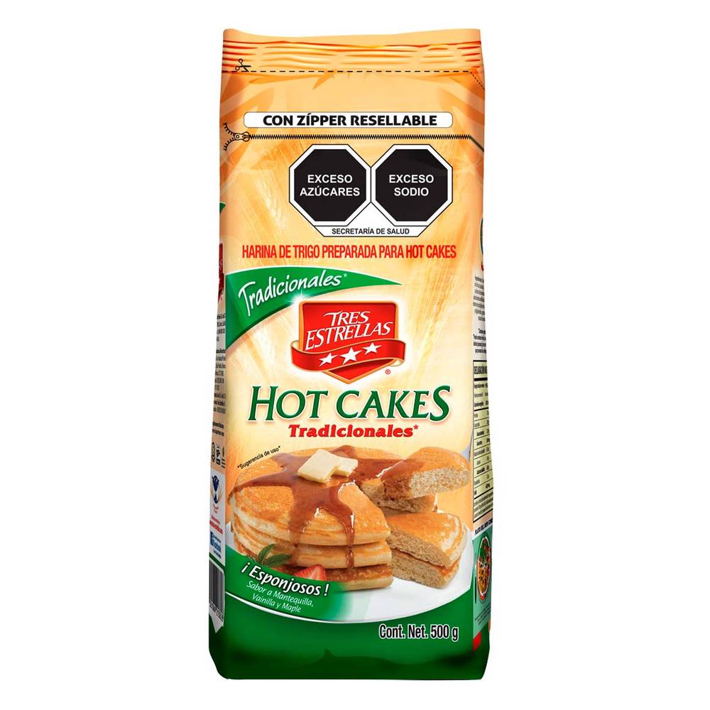 Tres estrellas harina para hot cakes ziploc (500 g)