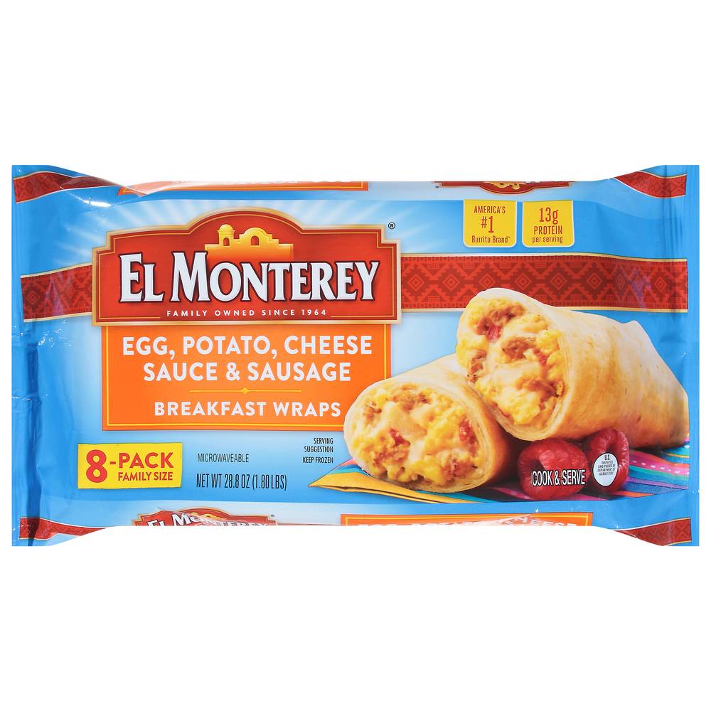 El Monterey Cheese Sauce & Sausage Breakfast Wraps (8 ct)