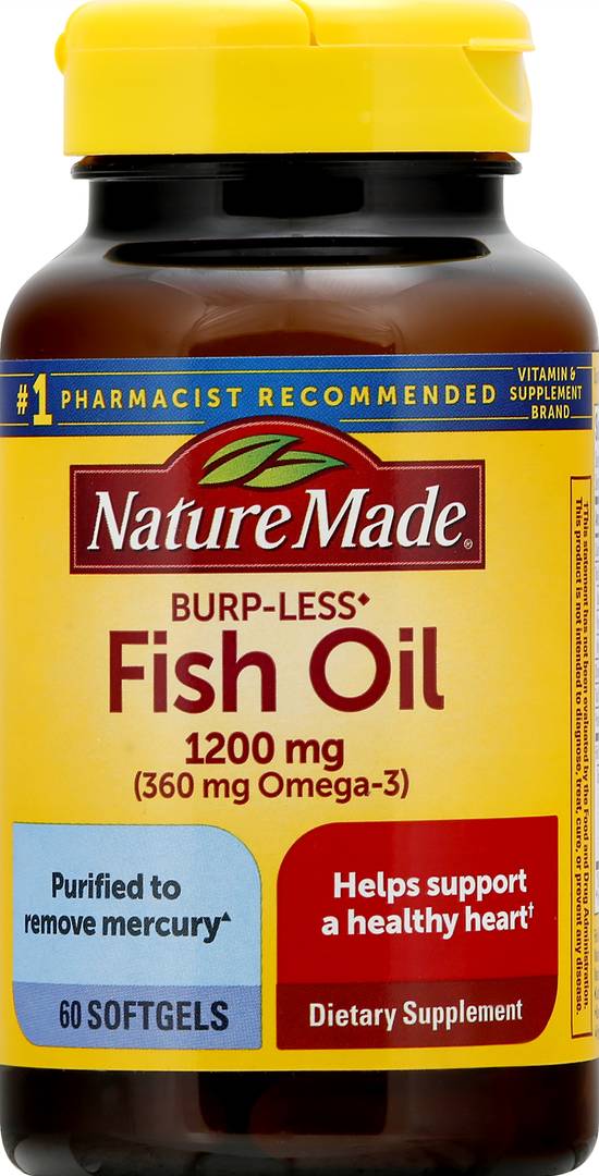 Nature Made Burp-Less Fish Oil 1200 mg Softgels (60 ct)