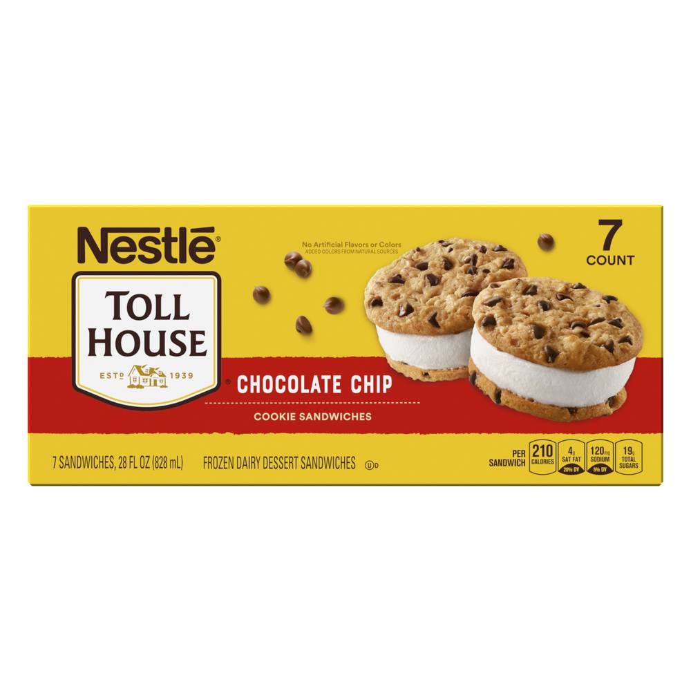 Nestlé Toll House Chocolate Chip Cookie Dairy Dessert Sandwiches, Vanilla (28 fl oz, 7 ct)