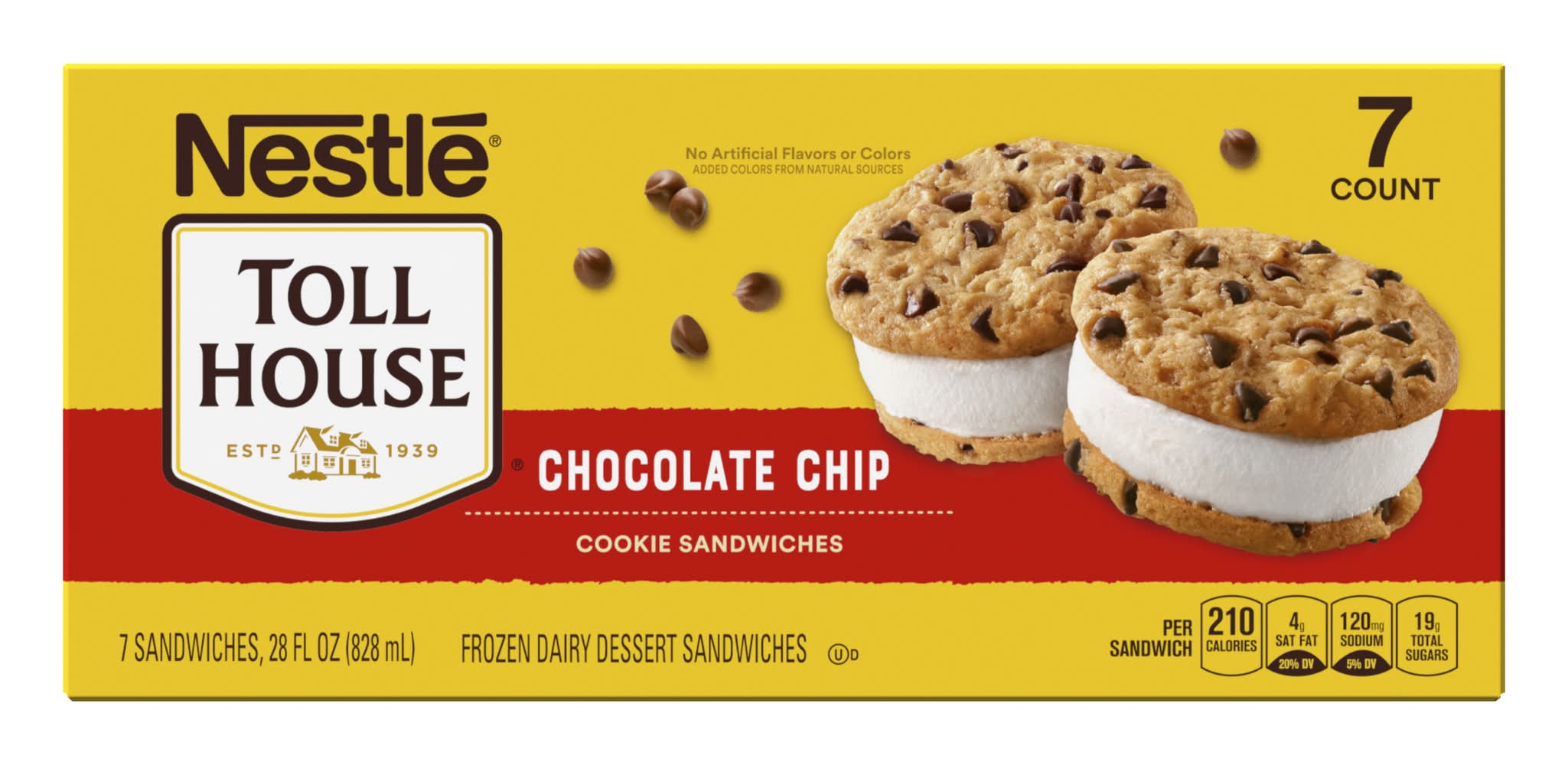 Toll House Cookie Ice Cream Sandwiches, Chocolate Chip (28 fl oz, 7 ct)