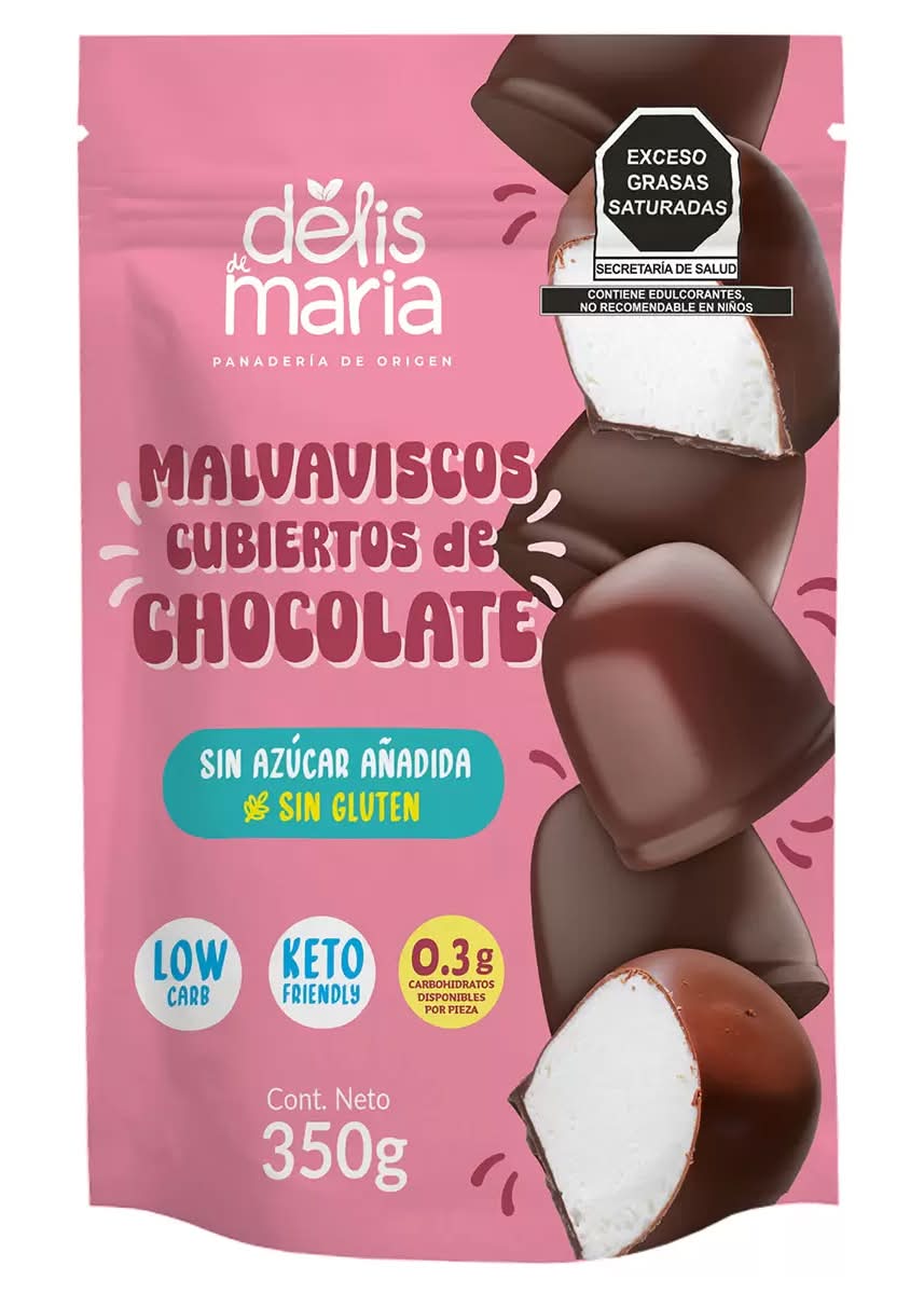 Delis de María · Malvaviscos cubiertos de chocolate sin azúcar (350 g)