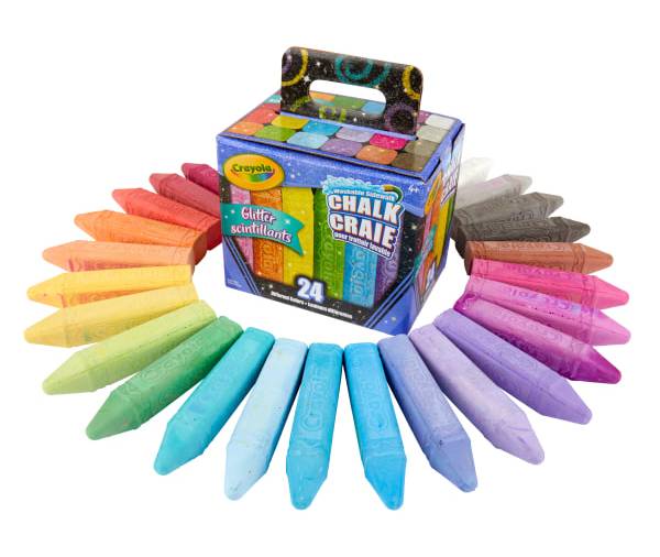 Crayola Glitter Chalk, Assorted Colors, Pack Of 24 Chalk Pieces