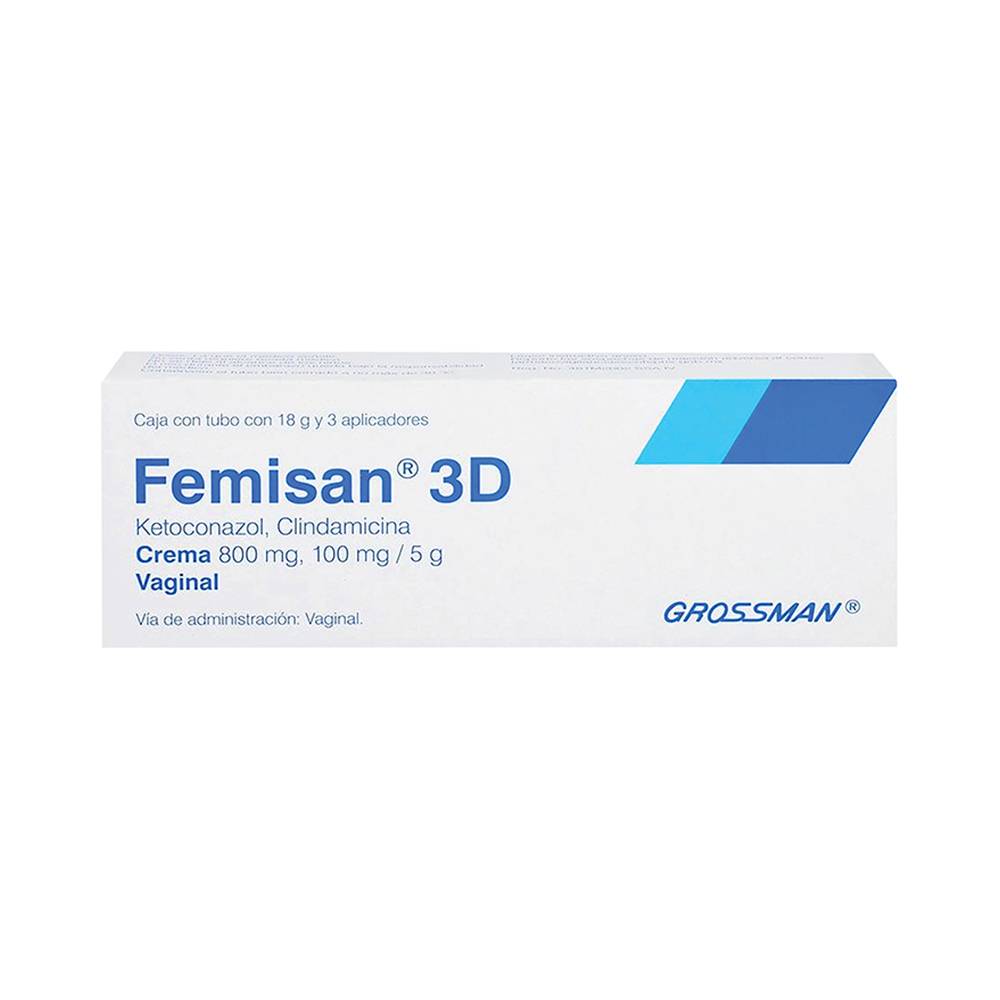 Grossman femisan 3d ketoconazol clindamicina crema 800 mg 100 mg/5 mg (tubo 18 g)