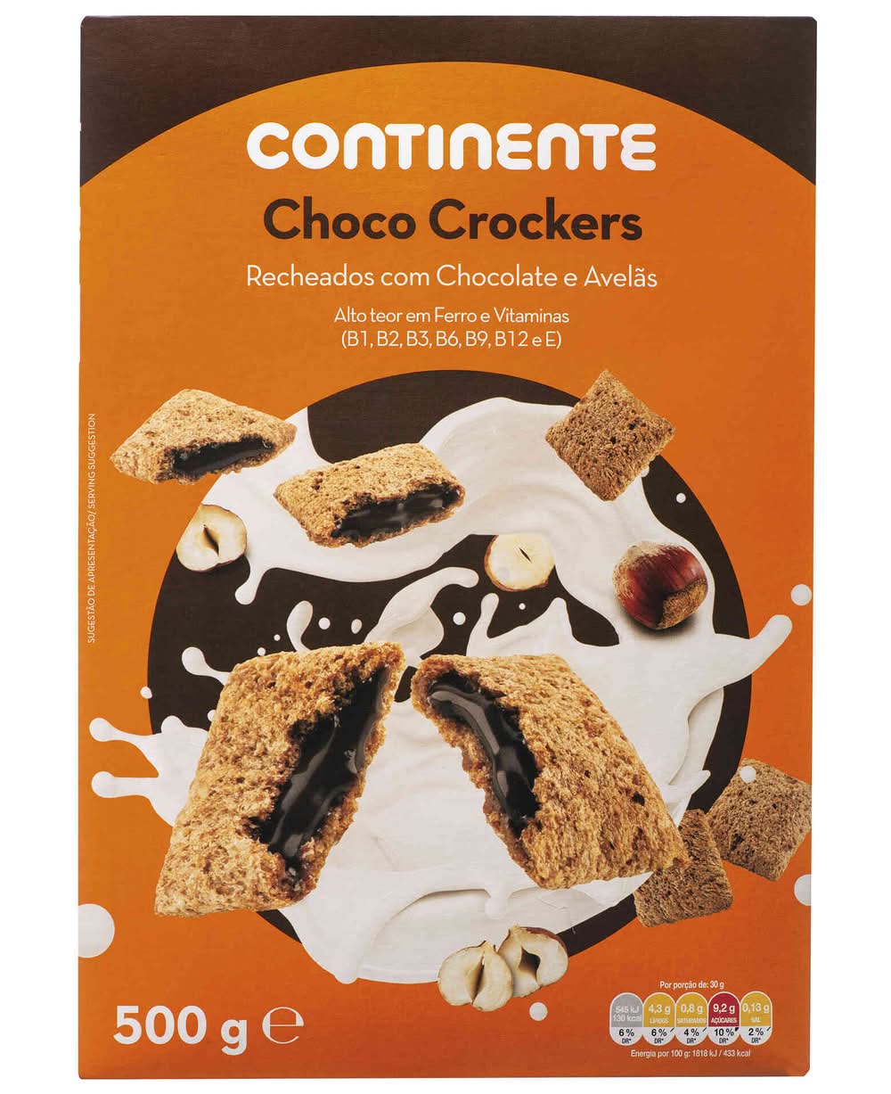 Cereais Crockers Recheio de Chocolate Continente (emb. 500 gr)