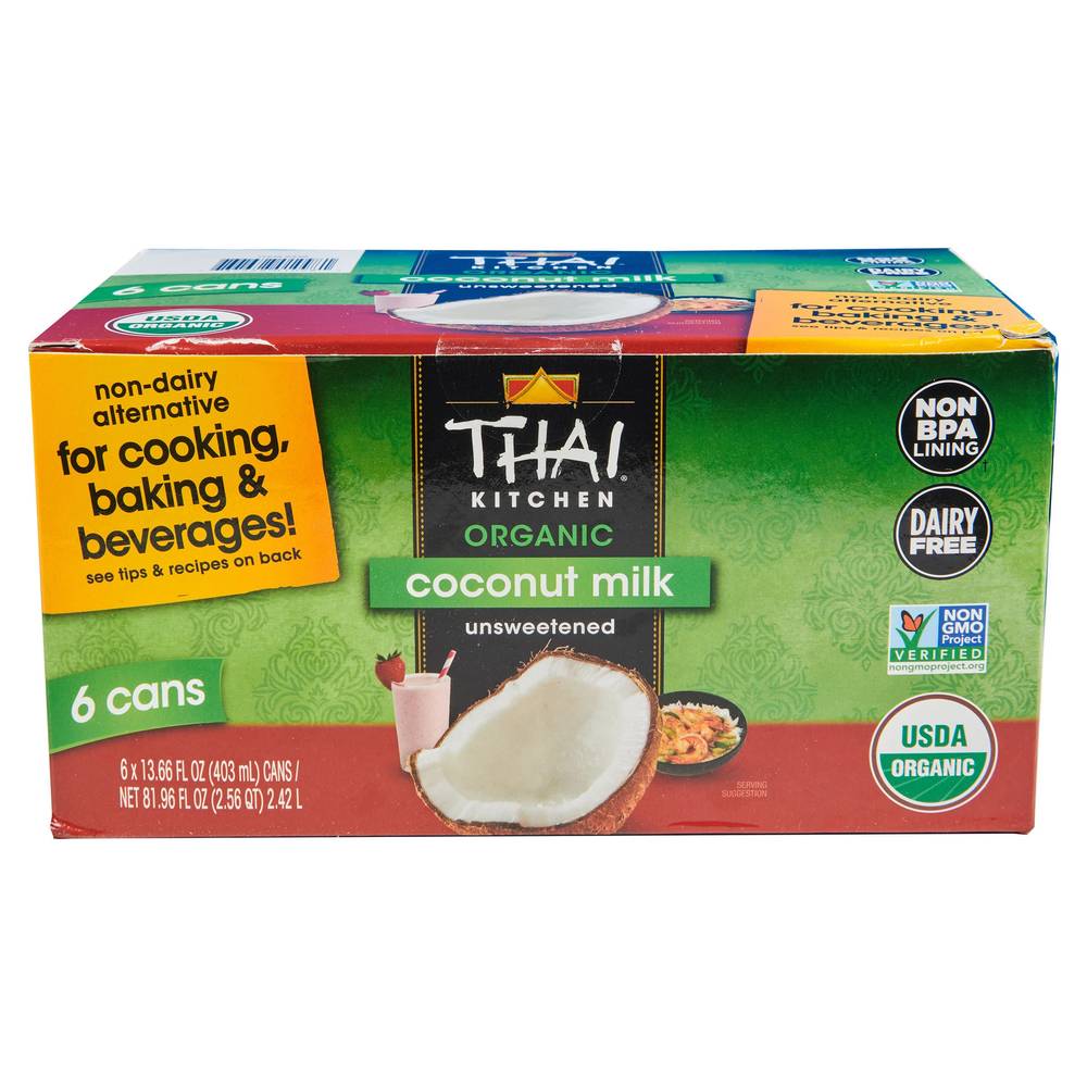 Thai Kitchen Organic Coconut Milk, Unsweetened, 13.66 fl oz, 6-count