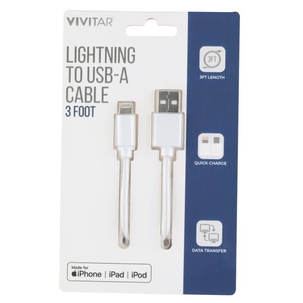 Vivitar Lightning To Usb-A Cable (3'/white)
