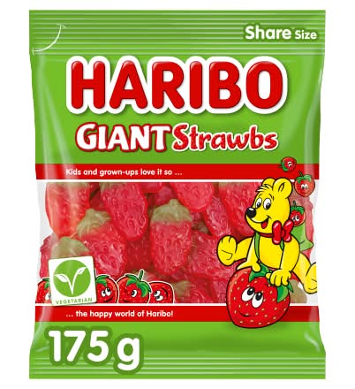 Haribo Strawberry, Giant Strawbs Gummy Candies (175g)